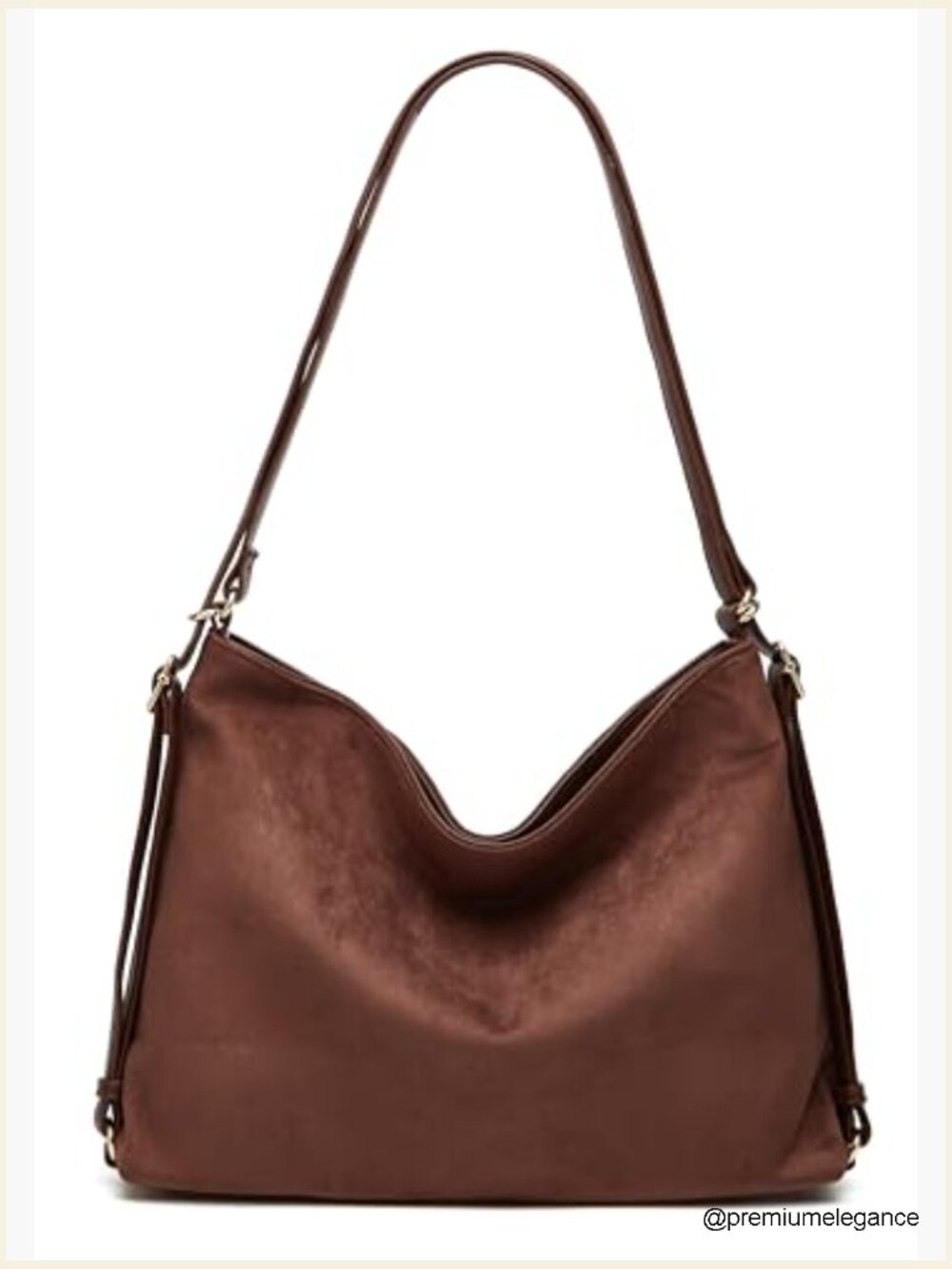 Faux Suede Hobo Crossbody Bag Large Tote Shoulder Handbag - Picture 6 of 7